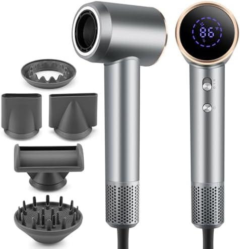 SIATELOO 500 Million Negative Ionic Hair Dryer, 56dB Ultra-Quiet & 1.2lbs Portable Travel Blow Dryer, High-Speed 160,000 RPM Fast Drying with Diffuser for Curly Hair, Salon-Grade Frizz Control
