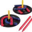 HEY! PLAY! Rubber Horseshoe Set - Perfect for Tailgating, Camping, Beach Days, and Backyard Fun - Suitable for Indoor and Outdoor Use (Black)
