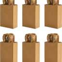 100 Pack 5.8x3.2x8.25 Inch Brown Kraft Paper Gift Bags with Handles - Bulk Small Plain Natural Bags for Birthday Party Favors, Grocery, Retail Shopping, Wedding, Craft, Goody, Takeouts, and Business