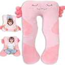 47x23 inch U Shaped Long Plush Body Pillows for Kids, Stuffed Animal Axolotl Soft Large Pillow for Sleeping, Big Cute Plushies, Washable Cover, Gift for Boys and Girls