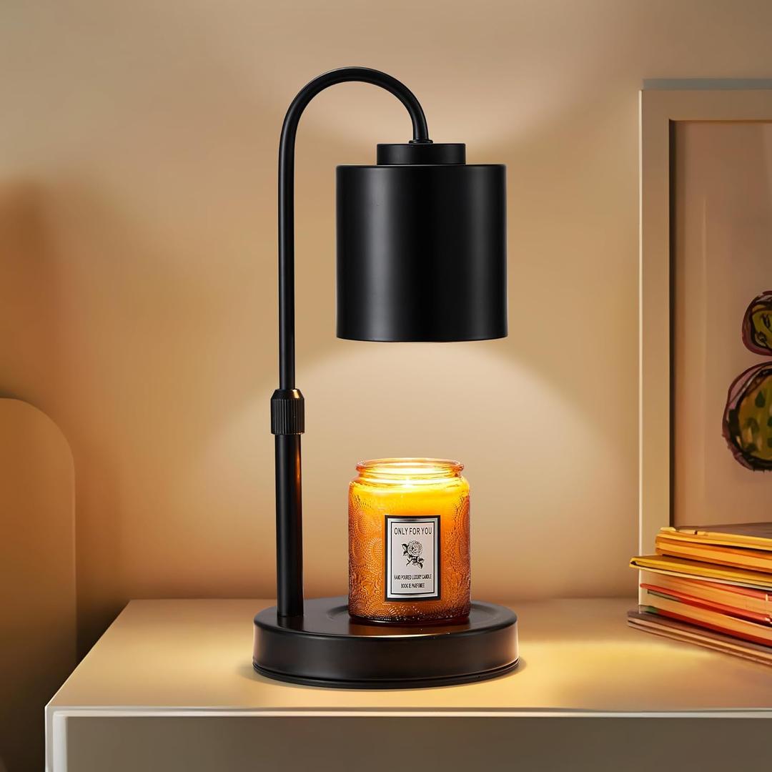 CASTLELIFE Candle Warmer Lamp with Timer & Dimmer, Height Adjustable Electric Wax Melt Warmer for Jar Candles, Gifts for Mom Home Decor, Black