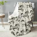 Aesthetic Horse Throw Blanket - Plush, Soft, Comfy, Lightweight, Warm, Fuzzy, Flannel Blanket for Couch, Sofa, Bed, Travel, Outdoor, Home Decor for All 50''60''