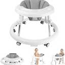 Baby Walker with Wheels, Activity Center with Mute Wheels Anti-Rollover, 5-Position Height Adjustable Foldable Baby Walker for Boys and Girls from 6-18 Months with Footrest