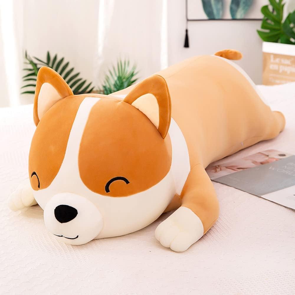 Long Plush Corgi Toy Cute Soft Stuffed Animal Corgi Dog Doll Kids Plush Toy Pillow Gift for Kids and Girls(Yellow, 60cm/23.6in)