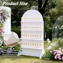 5.9 ft 4-Tier Champagne Wall Holder for Party, White Wedding Arch Backdrop Stand Holds 32 Glasses, Freestanding Champagne Wall for Wedding Reception & Event Decor
