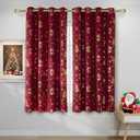 NICETOWN 2 Panels Christmas Red Curtains 52 x 63 Inch - Gold Stamped Grommets Christmas Curtains for Living Room, Bedroom - Holiday Festive Window Drapes - Christmas Decoration