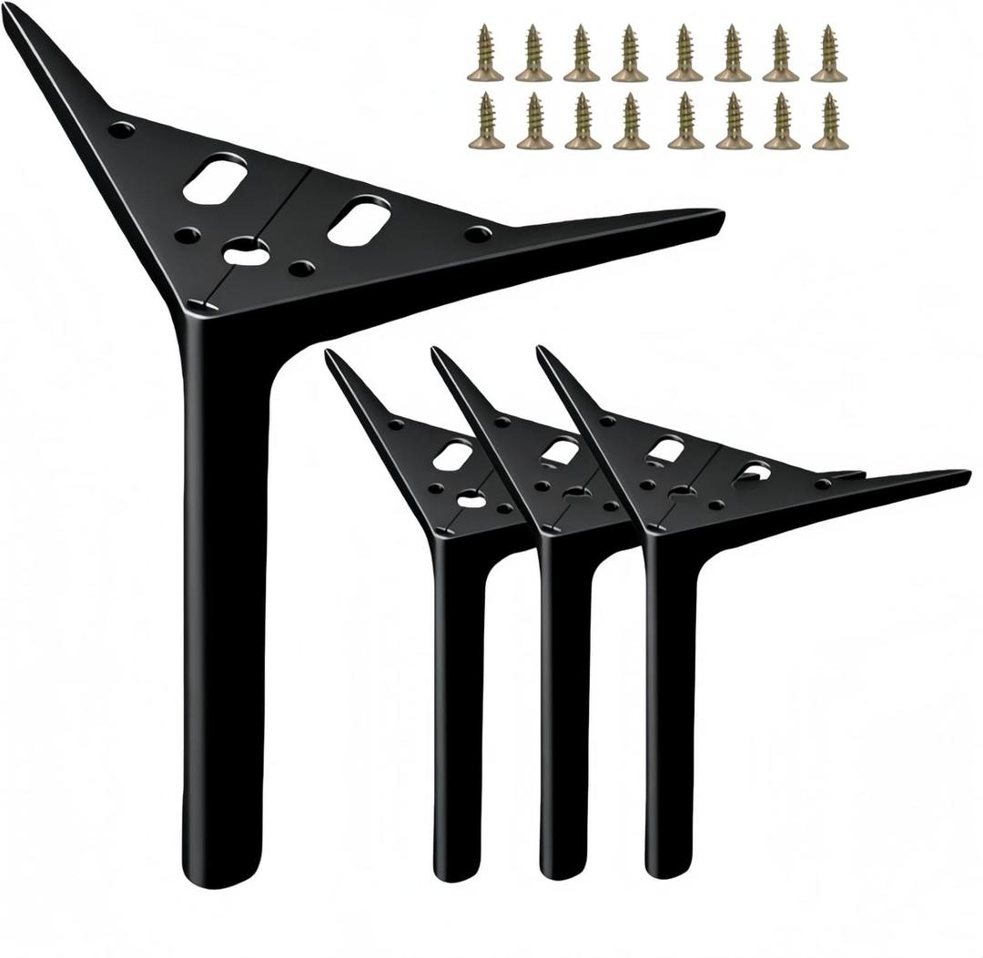 7 Inch Matte Black Metal Furniture Legs Heavy Duty Triangle Furniture Feet DIY Modern Replacement Legs for Cabinet Sofa Couch Chair-Set of 4