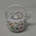 Jucoan 2.3 Quart Vintage Enamel Tea Kettle, Whistling Tea Kettle for Stove Top, Floral Enamel on Steel Teakettle Teapot for Home Kitchen Camping, Gift for Wedding Housewarming Thanksgiving Christmas