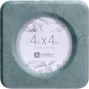Malden International Designs 4x4 Seafoam Green Velvet Rounded Picture Frame