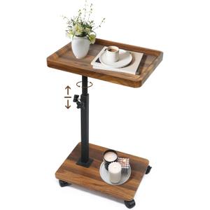 Adjustable C Table & Side Table with Locking Wheels - for Eating, Reading, Laptop,in Bed/Couch/Bathroom - end Tables with 360Swivel Tray17.7-31.5in