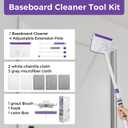 Baseboard Cleaner Tool with 60" Extendable Handle, 5 Reusable Pads | Microfiber & Chenille Pads, Dust-Locking Design, Safe On Walls And Moldings, Reaches Corners And Under Furniture