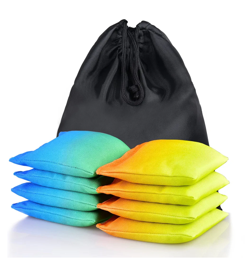 Weather Resistant Cornhole Bags, Gradient Corn Hole Bags Set of 8, Cornhole Bean Bags, Modified Size Cornhole Bags for Tossing Game, Includes Tote Bag