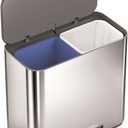 simplehuman 15L Mini Recycler Step Can, Dual Compartment Trash Can for Hotel, Offices and Small Spaces, Brushed Stainless Steel