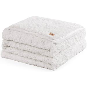 UGG Faux Fur Full/Queen Blanket for Bed, Double-Sided Soft Blanket, Warm Large Throw for Couch, Washable Full or Queen Bedding, Luxury Bedroom Decor, 90" x 90", Natural White (Adalee)