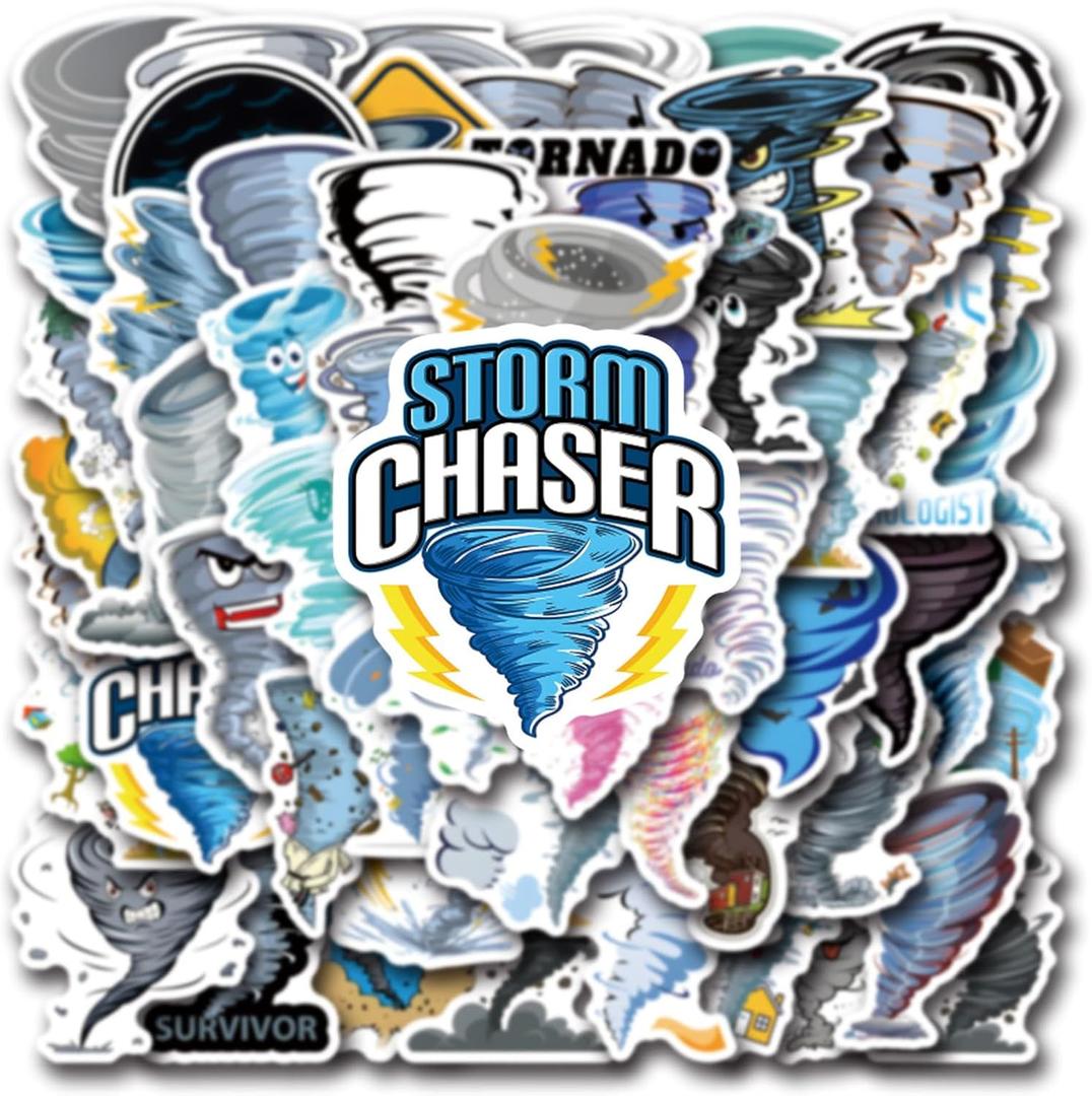 3 x TWGOGOTIC 55 PCS Tornado Stickers, Tornado Party Favors Birthday Party Decorations Supplies Gifts Waterproof Vinyl Stickers for Kids Teens Boys Girls for Water Bottle Laptop (Blue)