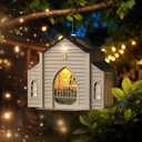 Church-Shaped Metal Bird Feeder with Solar Light - Hanging Outdoor Feeder, 5 LB Large Capacity & Bird Suet Design, Weatherproof, Garden/Yard/Deck Decor & Unique Gift for Christmas & Mother's Day