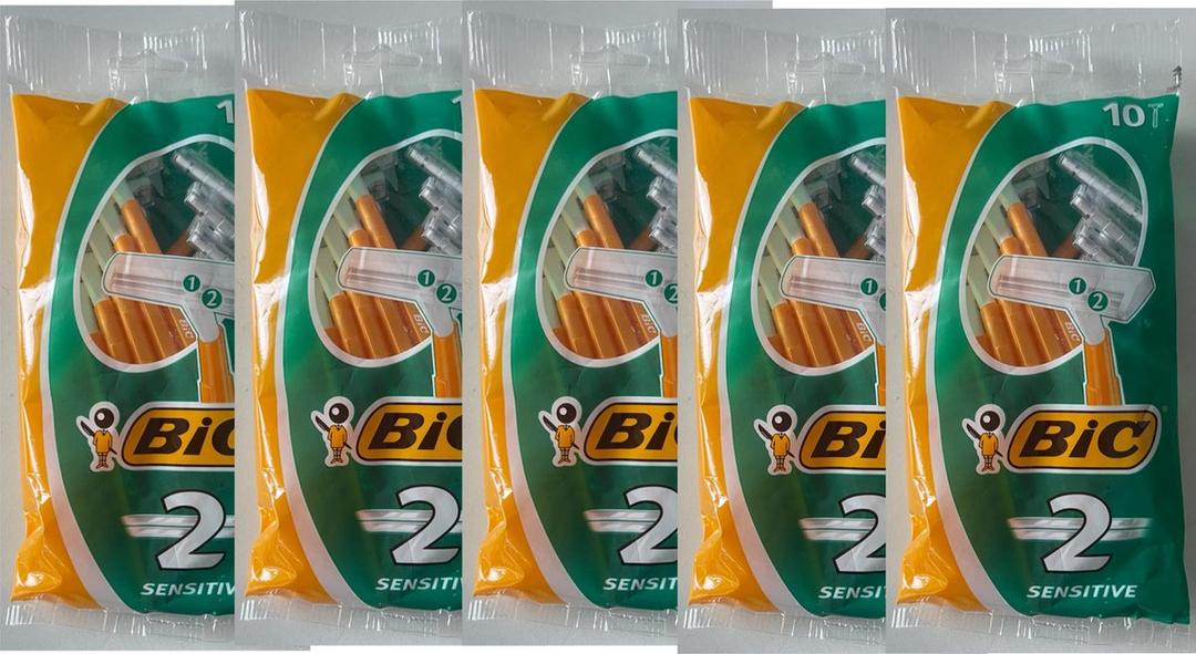 Bic Twin Select, Sensitive Skin, Disposable Shaver for Men, Pack of 12 (10 Razors Per Pack)