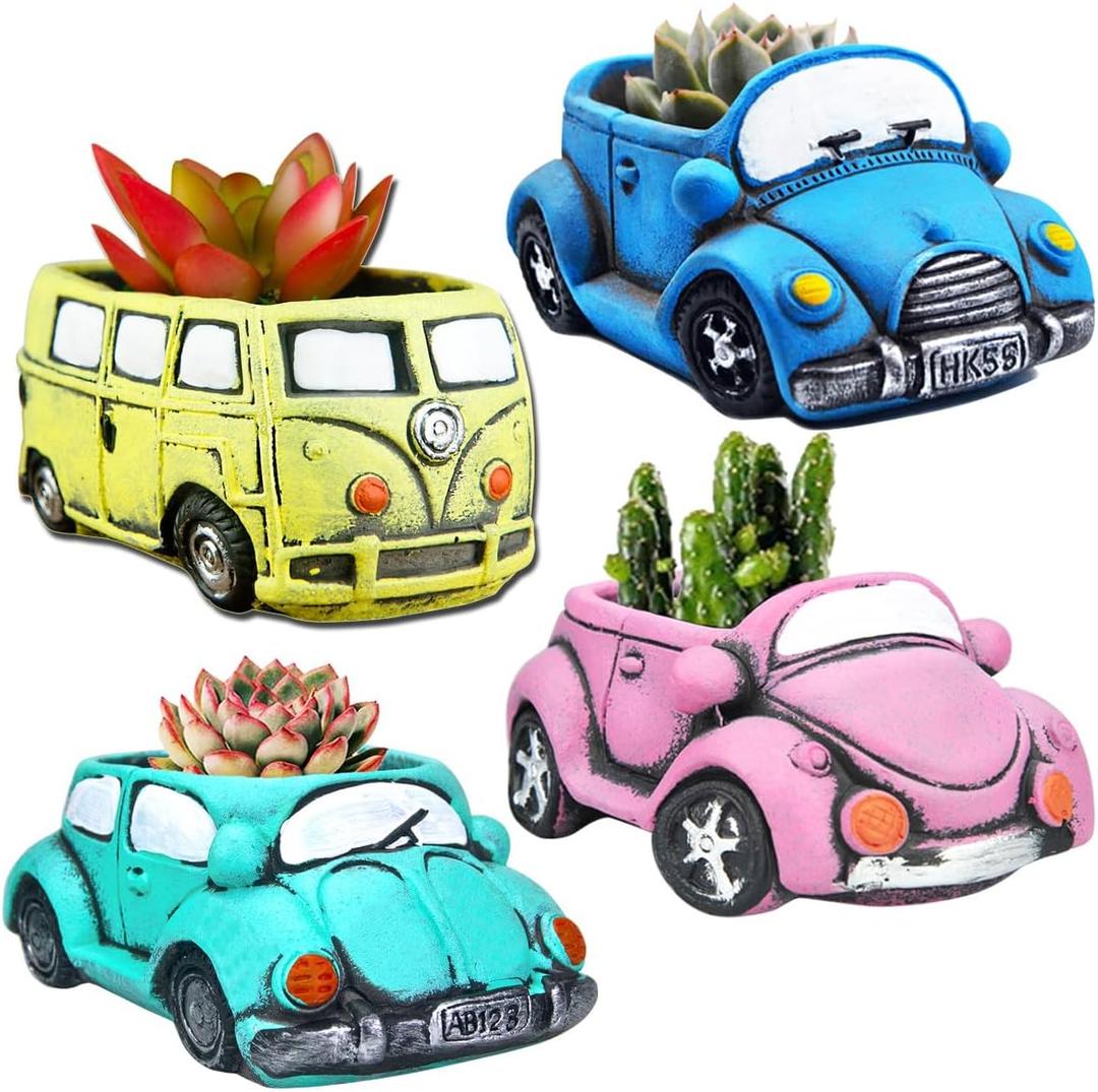 4 Pack Succulent Plants Pot, Small Indoor Plants Pots with Drainage Hole, Decor Garden Pot for Succulents Planter Cactus (Mix 2)