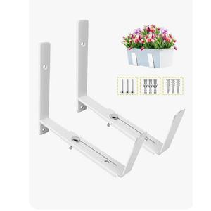 LukLoy Window Planter Box Brackets, 2 Pack Adjustable Heavy Duty Wall Mount Window Flower Boxes Outdoor with Bracket (6 to 12 in), with 70lbs Capacity, White