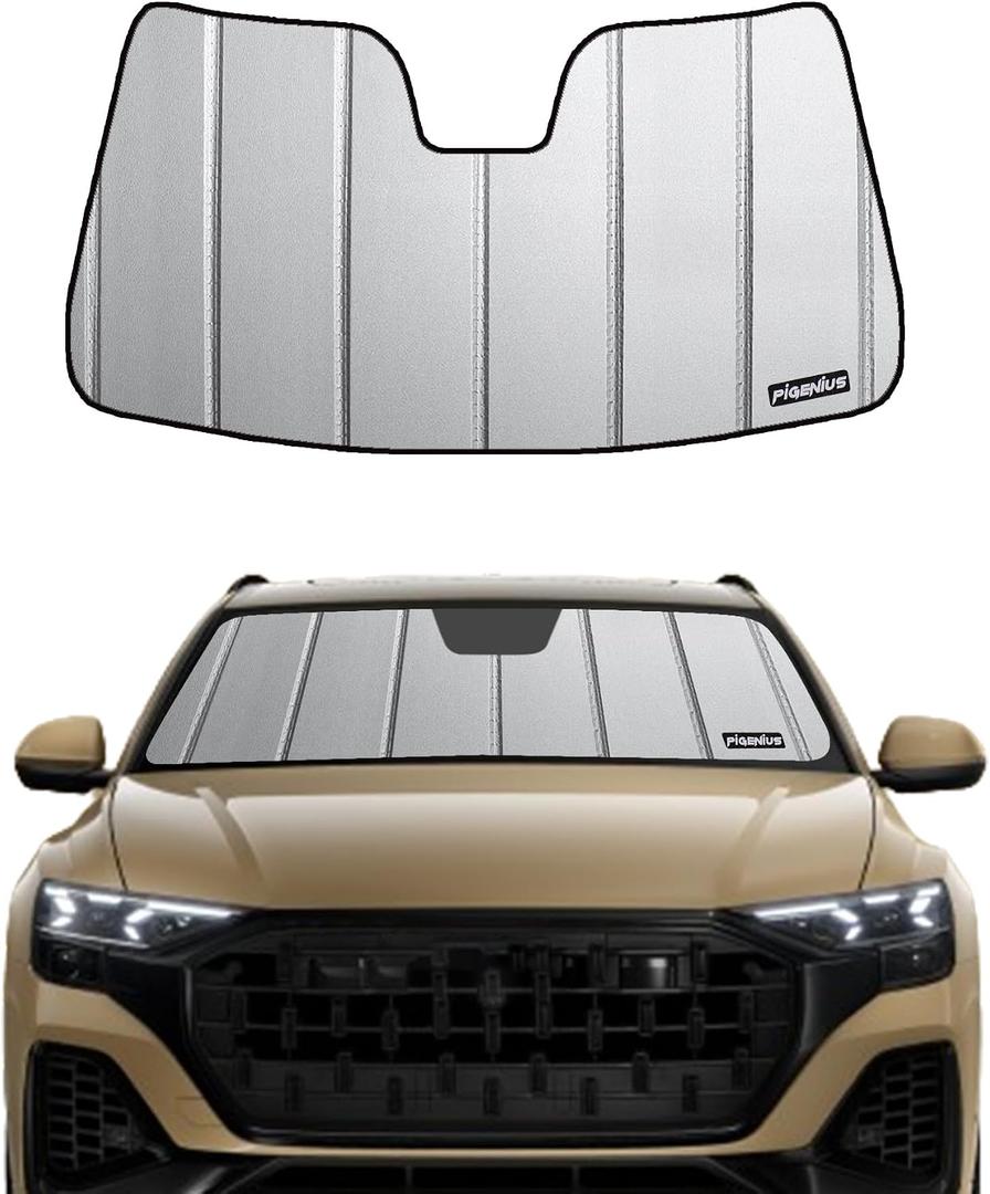 Pigenius Windshield Sun Shade for Audi Q8 2019-2026, SQ8/RS Q8 2020-2026 Custom Front Window Sunshade - Safeguard