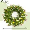 22" Spring Summer Wreath for Front Door, Artificial Floral Wreath with Pink Cosmos Yellow Chamomile White Daisies and Wild Grass, Indoor Outdoor Spring Summer Home Decor for Porch Window Wall