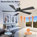 TXCSLY 52'' Ceiling Fans with Lights, Modern Ceiling Fan with Remote Control, Indoor Outdoor Ceiling Fan for Living Room,Bedroom 5 Blade 3 Color Tempearture (Black)