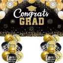 Black and Gold Congrats Grad Banner 2026, Congrats Graduation Banner Backdrop, Graduation Party Decorations for High School, College, Class of 2026 Celebrations Decorations Supplies