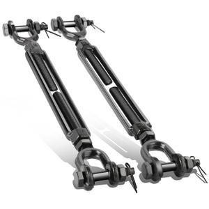 2 Pack 3/8" Black Turnbuckle Heavy Duty Jaw and Jaw Turnbuckle, 1200 Lbs Working Load Limit, Large Turnbuckles Tensioner for Cables Wire Rope, Anti Sag Gate Kit, Fence Deck, Sun Shade Tent