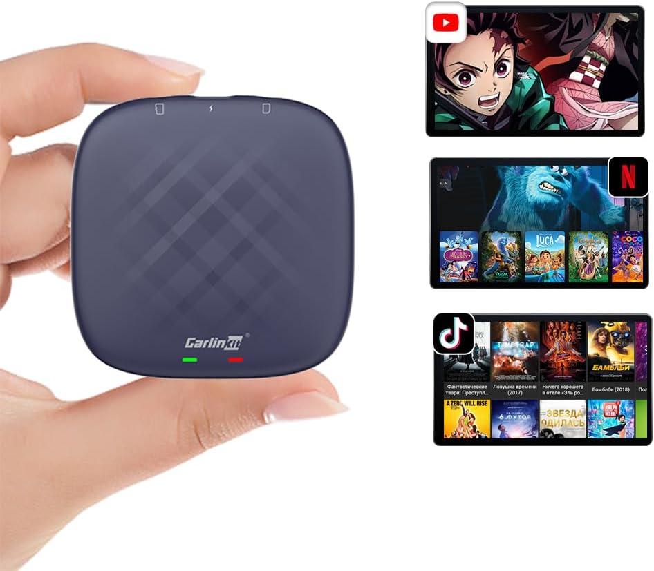 CarlinKit CarPlay Ai Box Magic Box Android 13.0 System Wireless CarPlay Adapter Android Auto Support Netflix YouTube Google GPS+Glonass 4GNetwork.for iPhone & Android Phone,Wired to Wireless,8GB+128GB