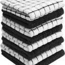 Bumble Dish Cloths (8 Pack) | 12" x 12" | 100% Cotton Kitchen Towels | 405 GSM | Soft, Highly Absorbent & Durable Dish Towels for Kitchen | Black