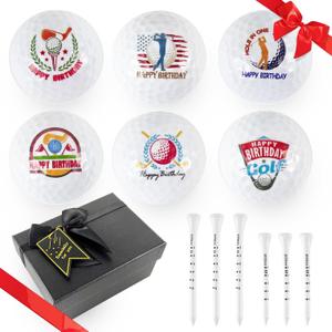 Happy Birthday Golf Ball Set for Golfer Novelty Gift for Dad Men Women Golf Ball Gift Set Double Practice Golf Ball