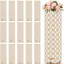 Dandat 16 Pcs Crystal Flower Vase and Pillar Candle Holder Set 10.24 Inch Wedding Cylinder Flower Vases Stand Table Centerpieces Candle Holders for Table Room Home Wedding Party Events Decor(Gold)