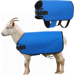 Weatherproof Goat Blanket for Winter Sheep and Calf Blanket Soft Fleece Lining Goat Coat for Show Goats, Pets & Livestock Adjustable Belly Straps for Secure Fit (Navy Blue,Size M)