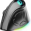 2.4G / BT/Wired Tri-Mode RGB Rechargeable G53 Wireless Vertical Ergonomic Mouse, 5 Side Buttons, Max 8400 DPI, for PC Computer Notebook Laptop, for Windows 11 10, Mac, iPad OS, Android - Black