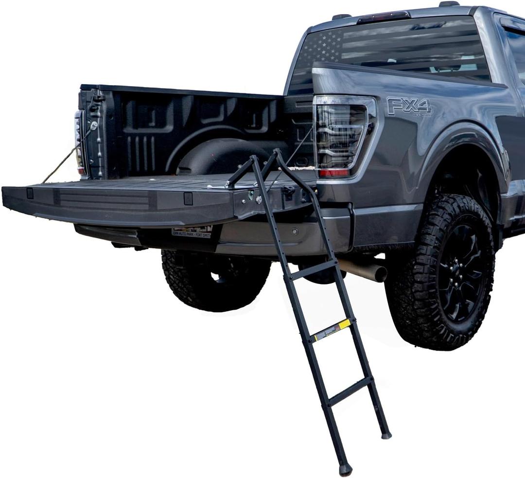 Traxion New Tailgate Ladder XL for All Trucks Including Lifted Trucks up to 50" Tailgate with articulating Patent Pending Frame for Uneven Ground.