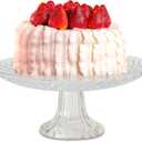 WHW Whole House Worlds Crosby Street Cake Stand, Cake Plate, Vintage Style, Crystal Clear Glass, Distinct All Over Pattern, 7.75 Inch Diameter