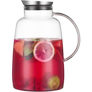 Purefold Pitcher with Lid, 109 Ounces Water Pitcher, Heat Resistant Leakproof, Borosilicate Glassware for Boiling Water, Iced Tea, Juice, Milk, Coffee, Lemonade, Hot and Cold Beverages