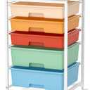 Craft cart,Rolling Cart with Drawers,Storage Cart with 5 Drawers and Wooden Tabletop for Under Desk Organizers and Storage,Macaron