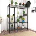 Xiofio 5-Tier Plant Stand for Indoor Outdoor, Large Reinforced Plant Shelf for Hanging Multiple Plants Plant Rack ,Adjustable Plant Stand Suitable for Bedroom Living Room Balcony Garden,Black
