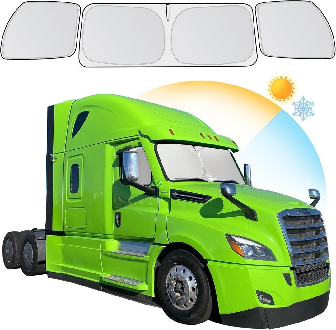 (Upgrade) Semi-Truck Sun Shade for Windshield Fit 2018-2024 Freightliner Cascadia, 300T Sunshade Maximum Coverage | Block Sun Heat Rays | Keep Warm in Winter