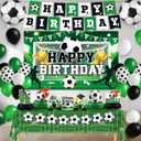 Soccer Birthday Party Decorations, 44Pcs Soccer Party Decorations Included Foil & Latex Balloons Happy Birthday Backdrop Tablecloth Cake Toppers Honeycomb Centerpieces for Boys Soccer Party Supplies