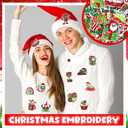 50 Pcs Themed Iron on Patches with Words Embroidered Sew on Cloth Colorful Multiple Styles Iron on Patches for Clothes Hats Backpacks Jackets Accessories Souvenirs Gifts(Green Christmas)