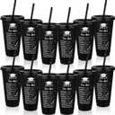 Skylety 12 Pcs 2025 Graduation Christian Tumblers 24 oz Grads Plastic Cups Bulk with Lids and Straws Senior Night Gifts Graduation Cups Class of 2025 Gifts for Women Men Black