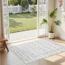 Tortania Area Rug Living Room Rugs - 3x5 Washable Soft Neutral Boho Moroccan Farmhouse Mat Indoor Floor Carpet for Bedroom Under Dining Table Home Office Decor - Ivory Gray