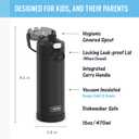 THERMOS FUNTAINER 16 Ounce Stainless Steel Vacuum Insulated Bottle with Wide Spout Lid, Black Matte