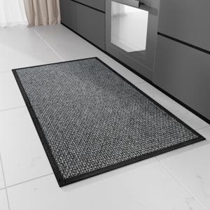 Hargiis Kitchen Rug, Rubber Non Slip Kitchen Rugs Washable, Absorbent Runner Mat for Floor, Machine Washable Standing Mats for in Front of Sink, Door, Laundry, Entryway, Hallway (Black, 36" 24")