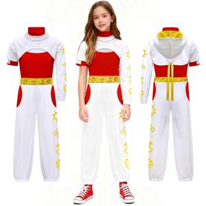 Zombie Girls Costume Halloween Cosplay Cheerleader Character Costumes with Mesh Top Pants Hooded Coat 3PCS Uniform Outfits
