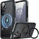 BUSCBEAR Magnetic & Stand for Samsung Galaxy S25 Plus Case Waterproof[Built-in Screen Protector][Fit for Magsafe][Invisible Kickstand] 360° Full Body Sealed Protective Dustproof Shockproof Case Black