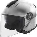 VCAN V88 3/4 Open Face Motorcycle Scooter Helmet ECE & DOT Approved (Small, Silver Metallic)