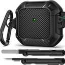 MOBOSI for AirPods 4 Case, Compatible with AirPods 4th Generation Case Cover with Lock&Keychain&Cleaner Kit, Full Body Shockproof Protective Hard Shell (2024), Black
